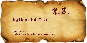 Nyikos Béla névjegykártya